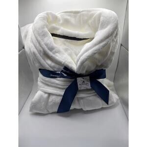 NEW Tommy Bahama White Plush Bath Robe One Size Fits All W Belt Pockets in Pkg